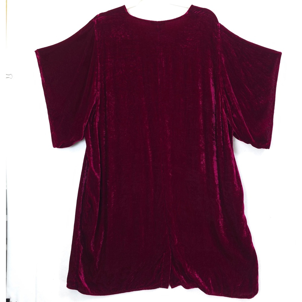 Eileen Fisher Velvet Dress Silk Blend Berry Red Women 1X Luxe Festive Minimalist - Picture 3 of 11